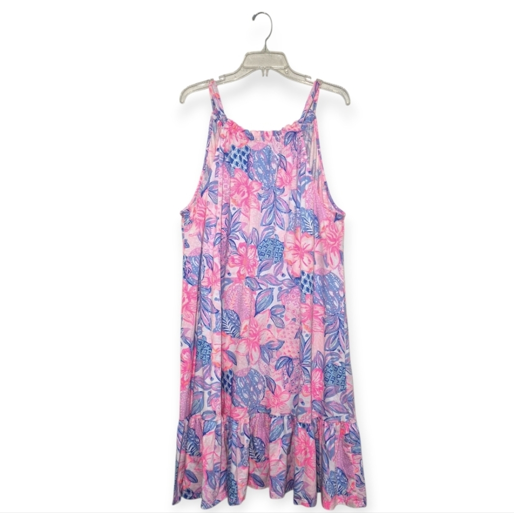 LILLY PULITZER Saira Halter Dress In Pink Isle Snappy Turtle XXL - Picture 4 of 7